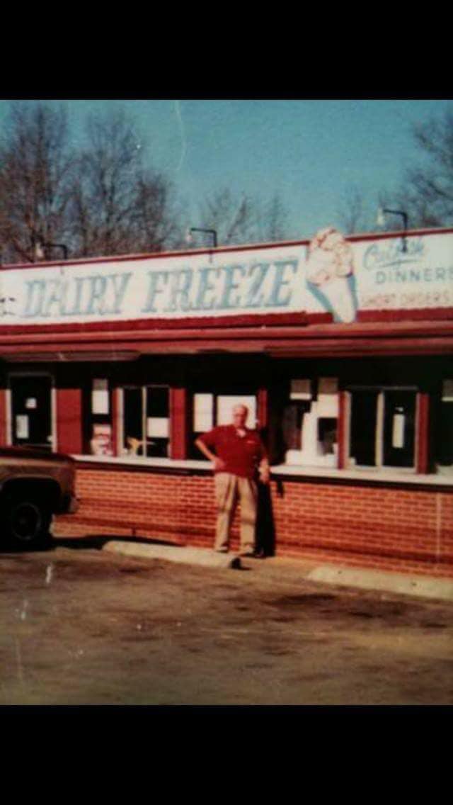 McCracken’s Dairy Freeze storefront in Weston, with owner Jim Jackson standing outside