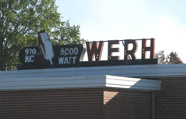 WERH rooftop sign reading 970 KC and 5000 Watt