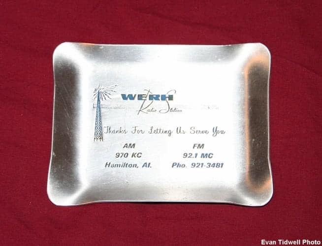 Silver WERH Radio Station keepsake ashtray